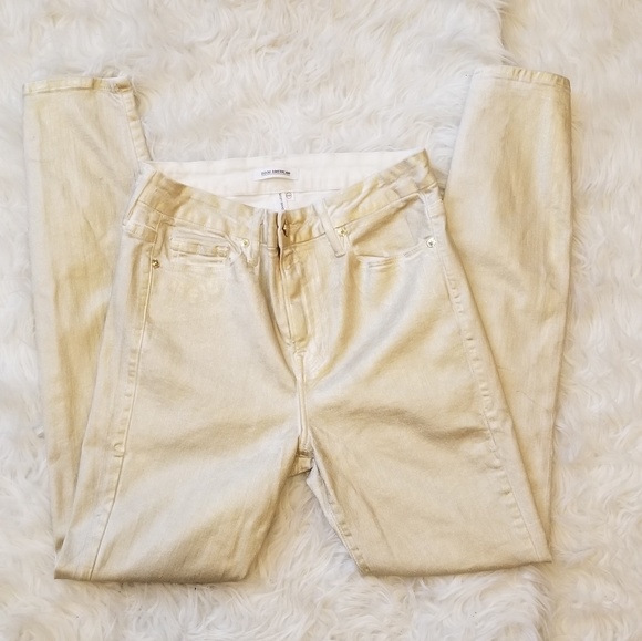 Good American Denim - Good American Good Waist Metallic Jeans in gold